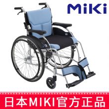 MIKI手动轮椅车MCS-47KJL W5天蓝色 网络款 双层加厚坐垫 铝合金轻便折叠手推代步轮椅车