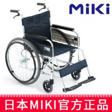 MIKI手动轮椅车MPT-43L 蓝色 S-3铝合金超轻便携折叠手推车小型便携老人轮椅