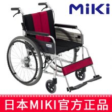 MIKI手动轮椅车MUT-43JD 红黑色 W717双层靠背垫可拆卸清洗 免充气胎老人手推车轮椅车 