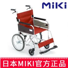 MIKI手动轮椅车MPTC-46JL 红色 S-2重量11.5公斤，小型便携，免充气实心胎 老人轮椅车