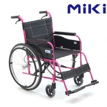 MIKI三贵手动轮椅车M-43K 粉色车架免充气胎便携 折叠轻便 老人手推代步车