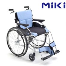 MIKI三贵手动轮椅车MCS-47KJL W5天蓝色 网络款 双层加厚坐垫 铝合金轻便折叠手推代步轮椅车