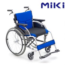 MIKI三贵手动轮椅车MCS-43JL 蓝色 W4免充气 轻便折叠 老人残疾人手推代步车