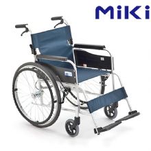 MIKI三贵手动轮椅车MPT-43JL 蓝色S-3航太铝合金车架  轻便小型老人轮椅车 铝合金车架 靠背可折叠