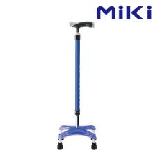 MIKI三贵四脚拐杖MRS-010310  蓝色MRS-010310 老人手杖 轻便防滑助行器 铝合金可伸缩折叠
