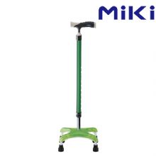 MIKI三贵四脚拐杖MRS-010310  绿色MRS-010310 老人手杖 轻便防滑助行器 铝合金可伸缩折叠